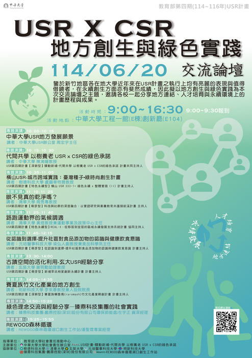 中華大學舉辦「2025年中華大學USR X CSR地方創生與綠色實踐交流論壇」圖片