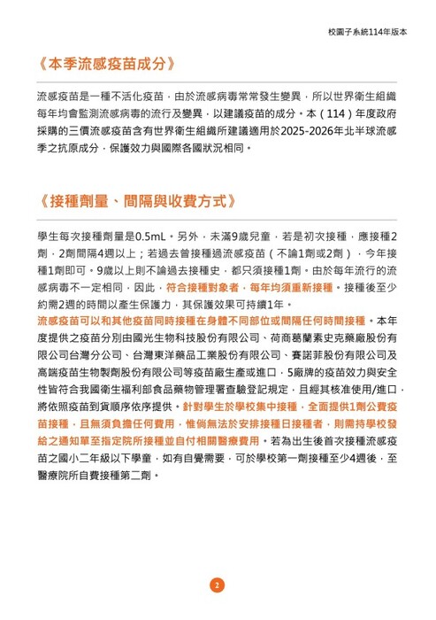 114學年厚德國小學生流感疫苗接種線上簽署意願書網址及相關資訊圖片